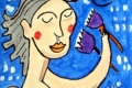 Femme aux  deux Fleurs-l300