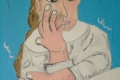 Femme sur Fond Bleu