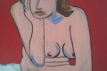 Femme Sur Fond Rouge Hommage à Jean Hélion