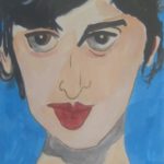 FEMME SUR FOND BLEU